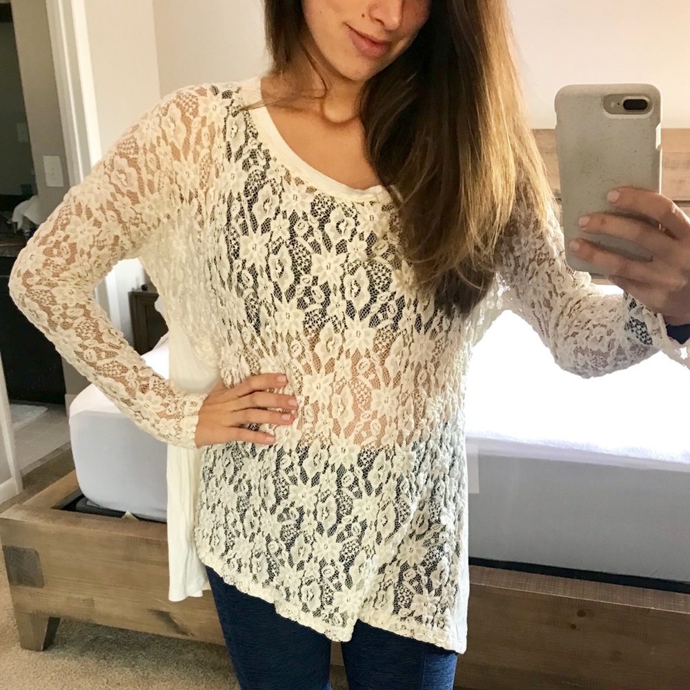 Surrealist USA lace beige blouse